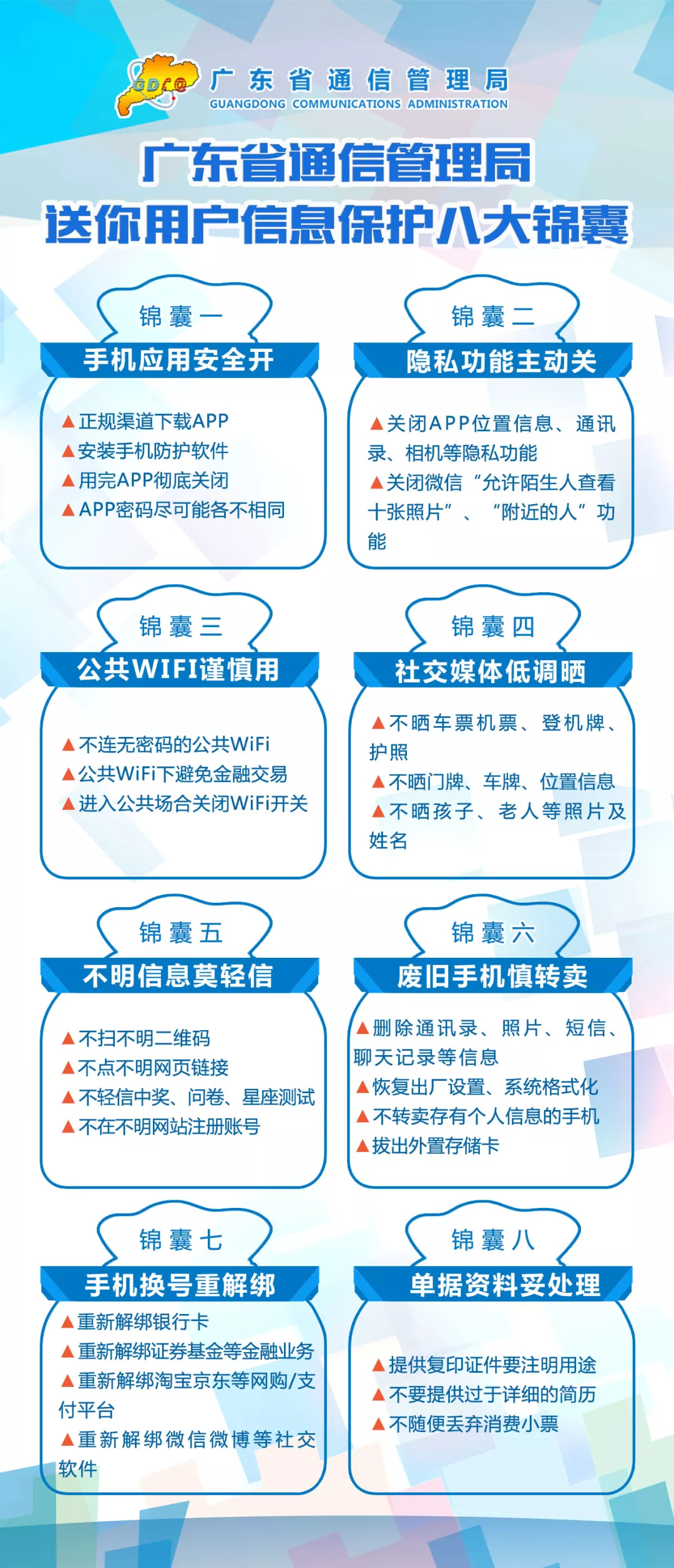 保障用户信息安全 广东省通信管理局 送你八大锦囊